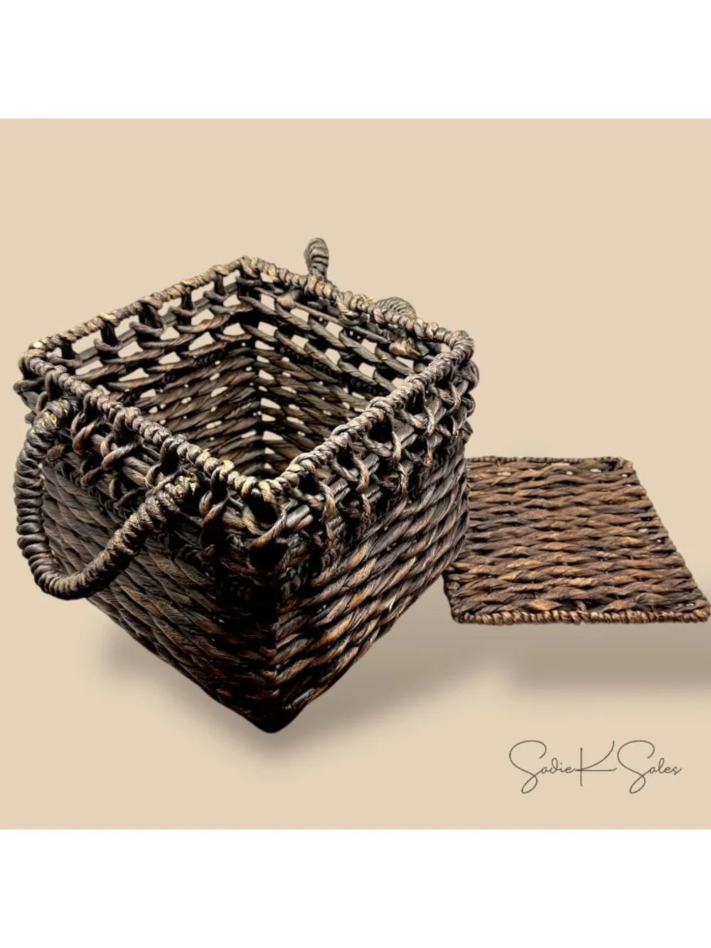 Rounded Square Woven Basket with Lid, Chocolate Brown   - Threshold, Target